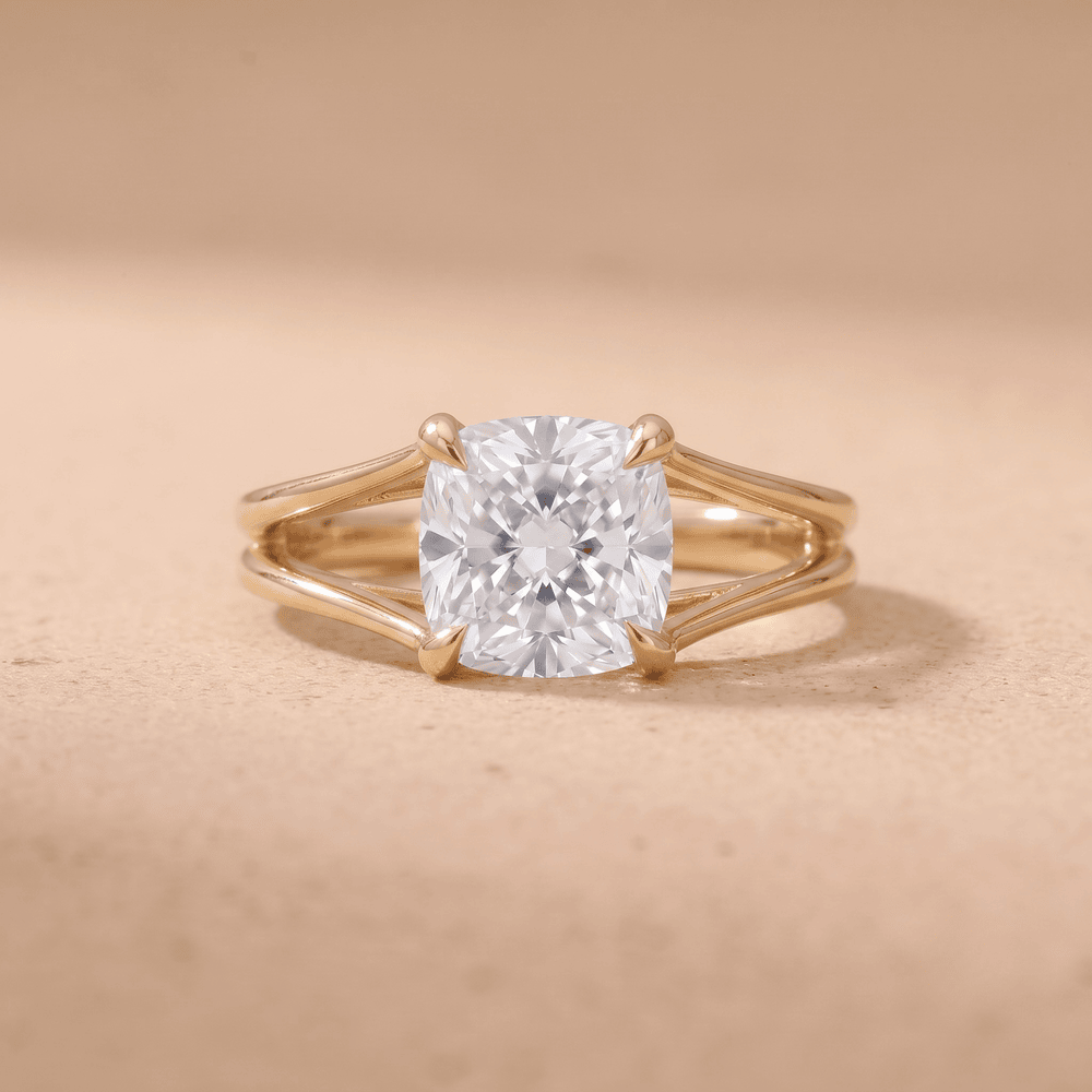 Lab grown diamond solitaire ring 14K gold band