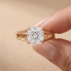Simple solitaire engagement ring cushion cut design