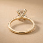 Dual prong cushion moissanite ring top view