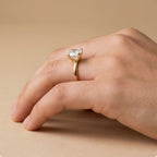 Dual prong setting cushion moissanite ring close-up