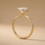Dual prong cushion moissanite solitaire ring side profile