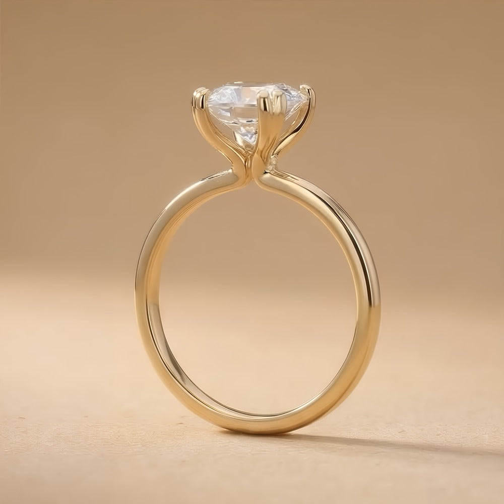 Dual prong cushion moissanite solitaire ring side profile