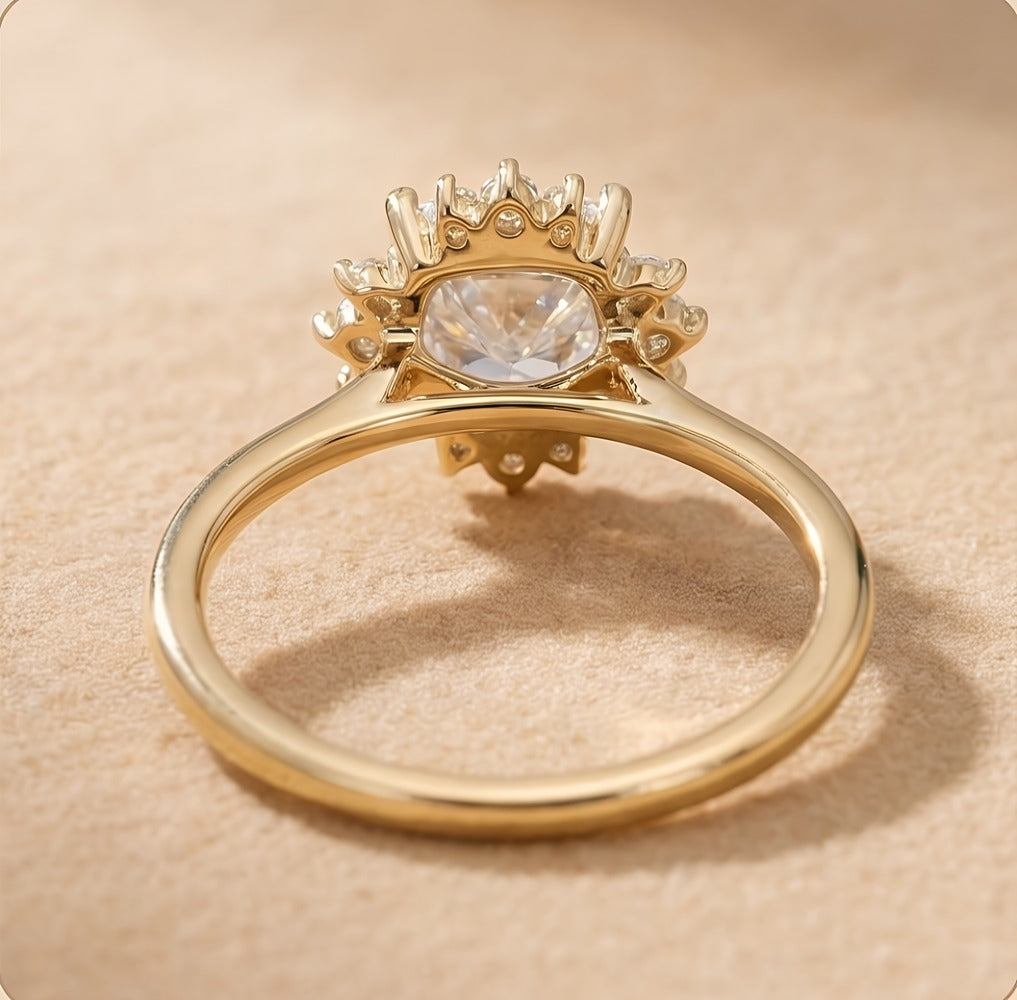 Cathedral halo cushion cut promise ring top view