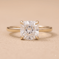 Petal cushion moissanite engagement ring front view