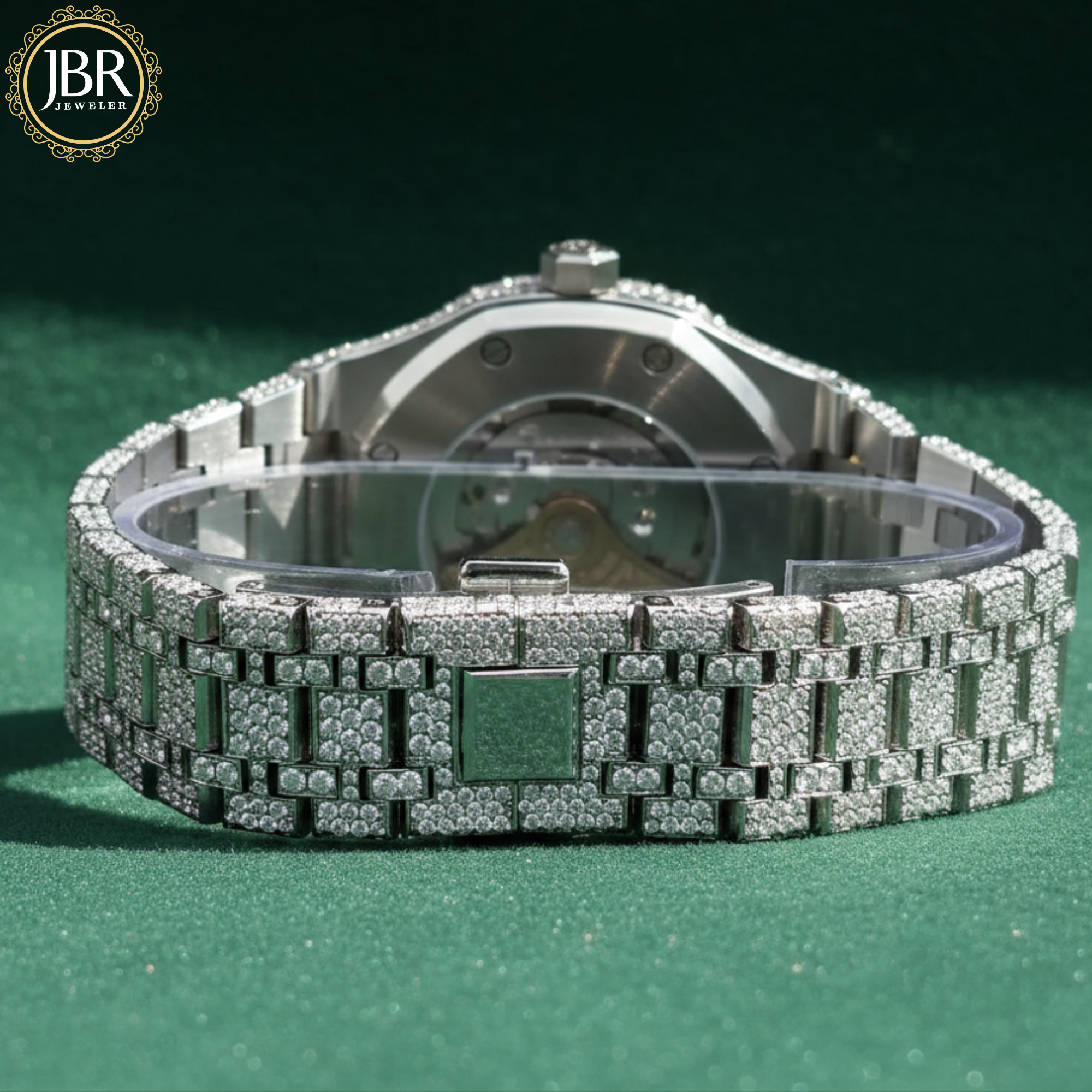 Custom bling bling watch featuring VVS moissanite and iced out design