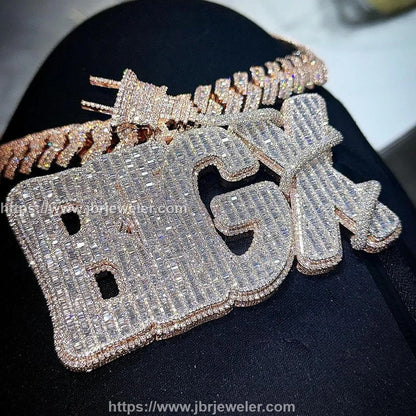 Personalisierter Diamant-Anhänger mit echtem VVS-Moissanit für Männer, Hip-Hop-Anhänger, Bust Down, hochwertigster 925er Silber-Anhänger mit Iced-Out-Anhänger als Geburtstagsgeschenk