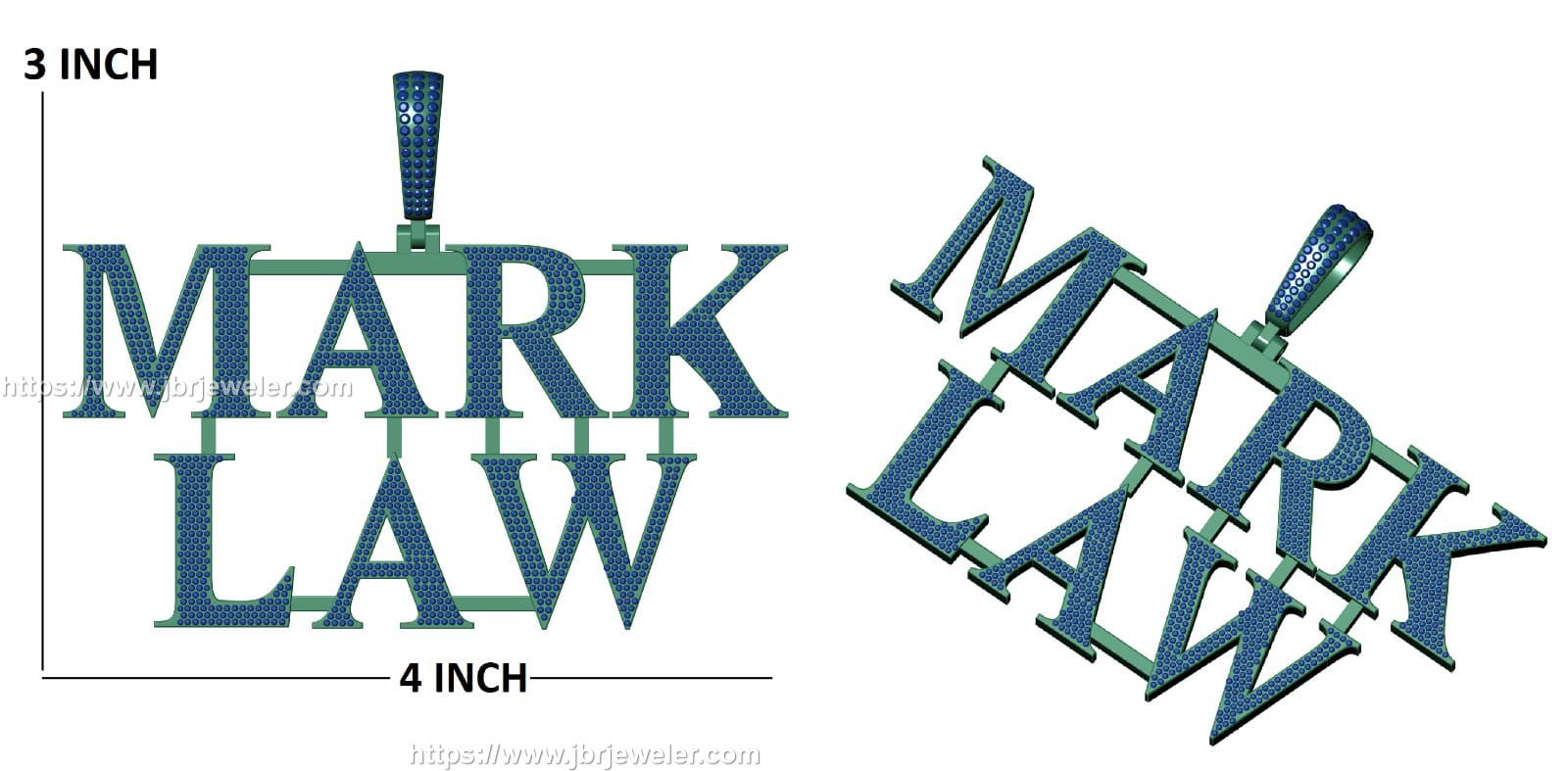 Custom VVS Moissanite with S925 Projects THE MARK LAW FIRM Pendant - JBR Jeweler