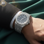 Custom bling bling watch featuring VVS moissanite and iced out design