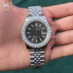 Dark Rhodium Dial DJ 41mm Moissanite Diamond Bezel Watch | Jubilee Bracelet