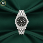 Dark Rhodium Dial DJ 41mm Moissanite Diamond Bezel Watch | Jubilee Bracelet