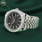 Dark Rhodium Dial DJ 41mm Moissanite Diamond Bezel Watch | Jubilee Bracelet
