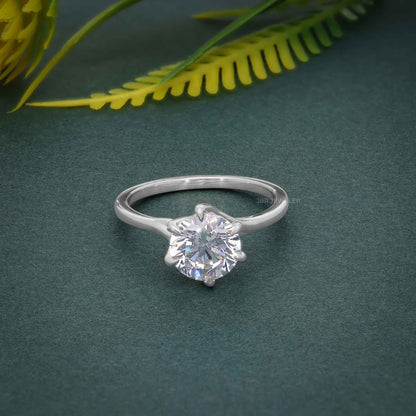 Bague de fiançailles avec diamant solitaire torsadé rond cultivé en laboratoire