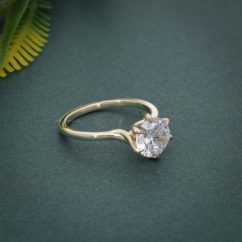 Twist Round Cut Moissanite Diamond Engagement Ring - JBR Jeweler