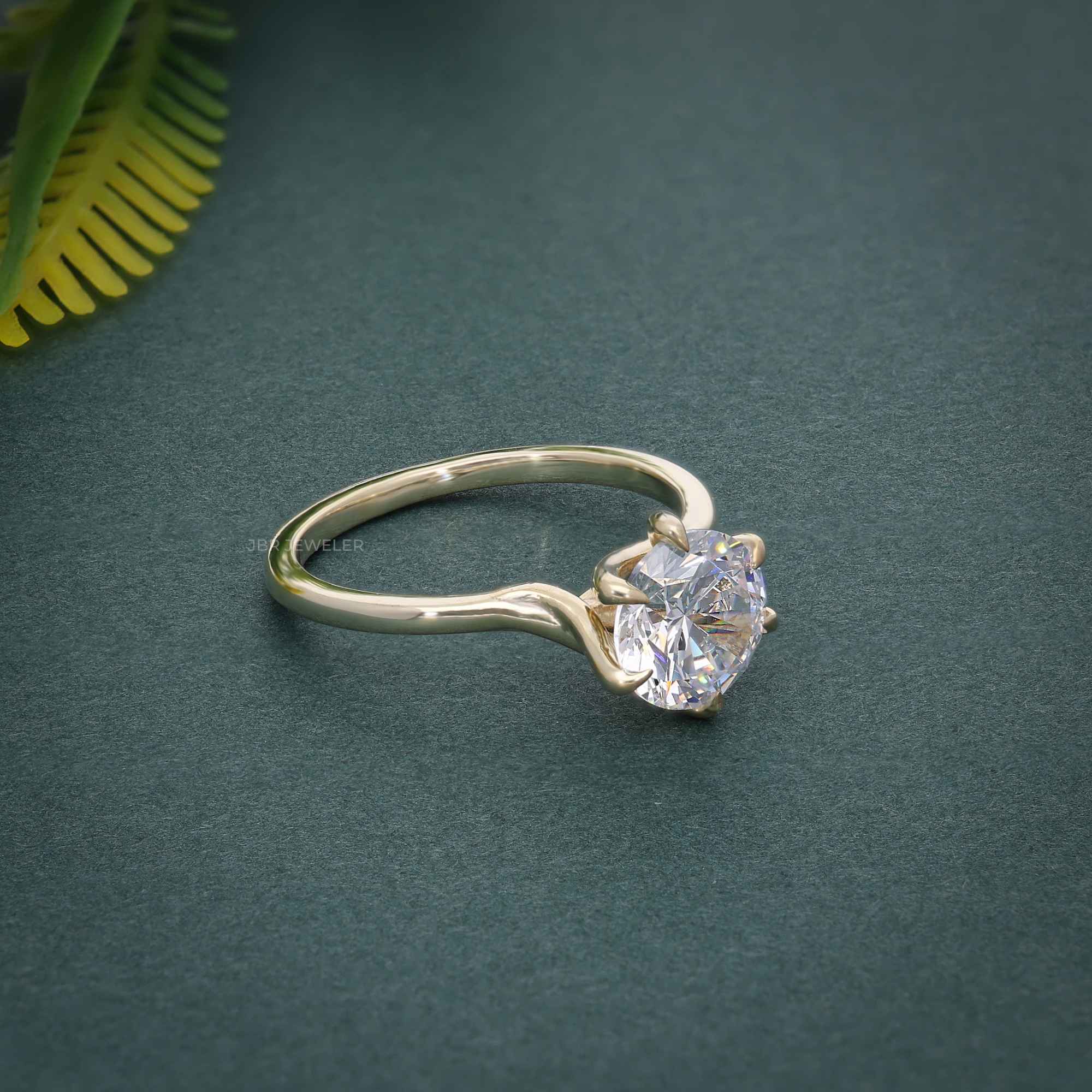 Twist Round Cut Moissanite Diamond Engagement Ring - JBR Jeweler