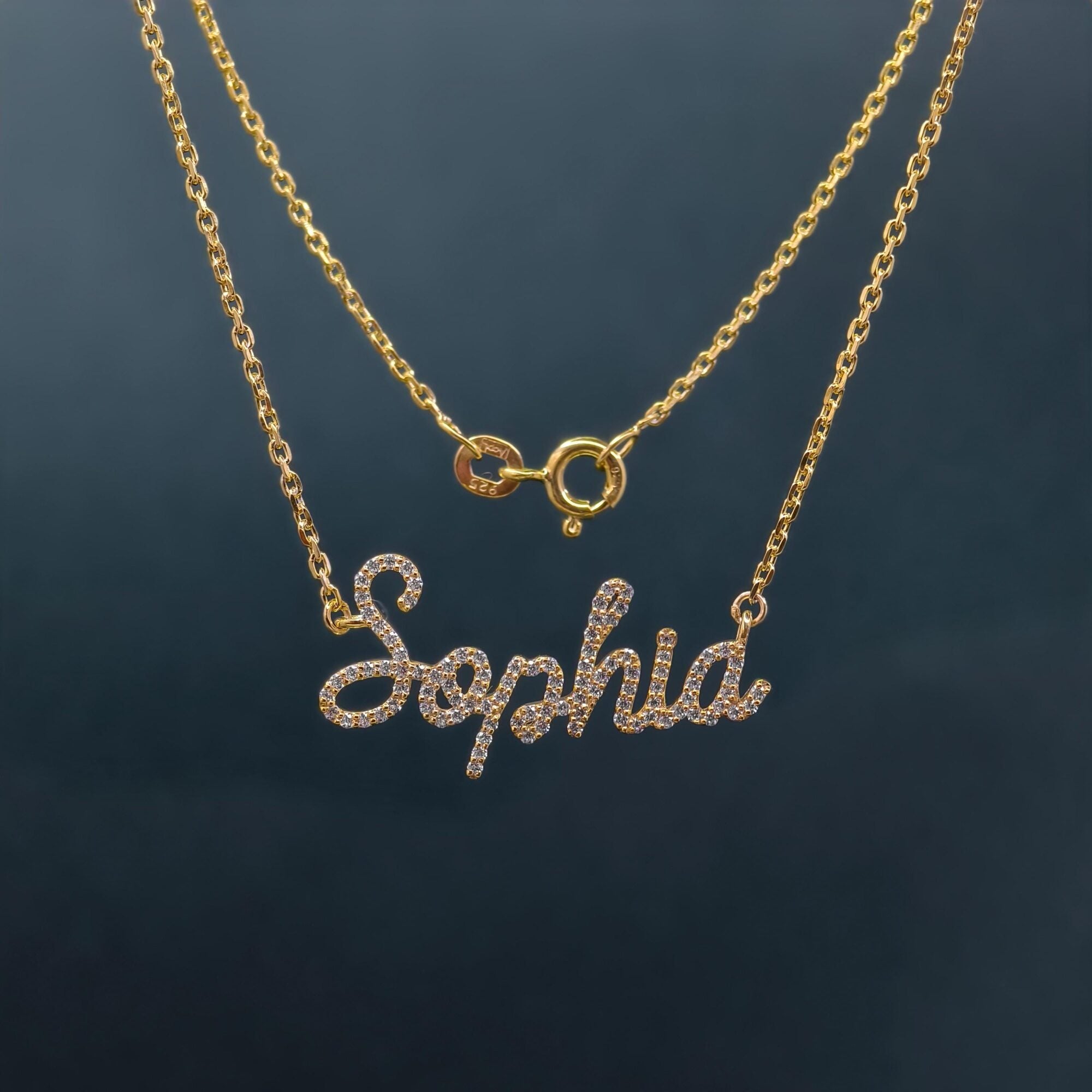 Diamond Name 14k Personalized Moissanite Diamond Name Necklace, Diamond Letter Necklace - JBR Jeweler