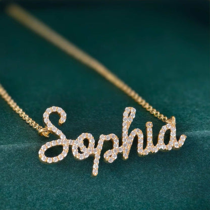 Diamond Name 14k Personalized Diamond Name Necklace, Diamond Letter Necklace