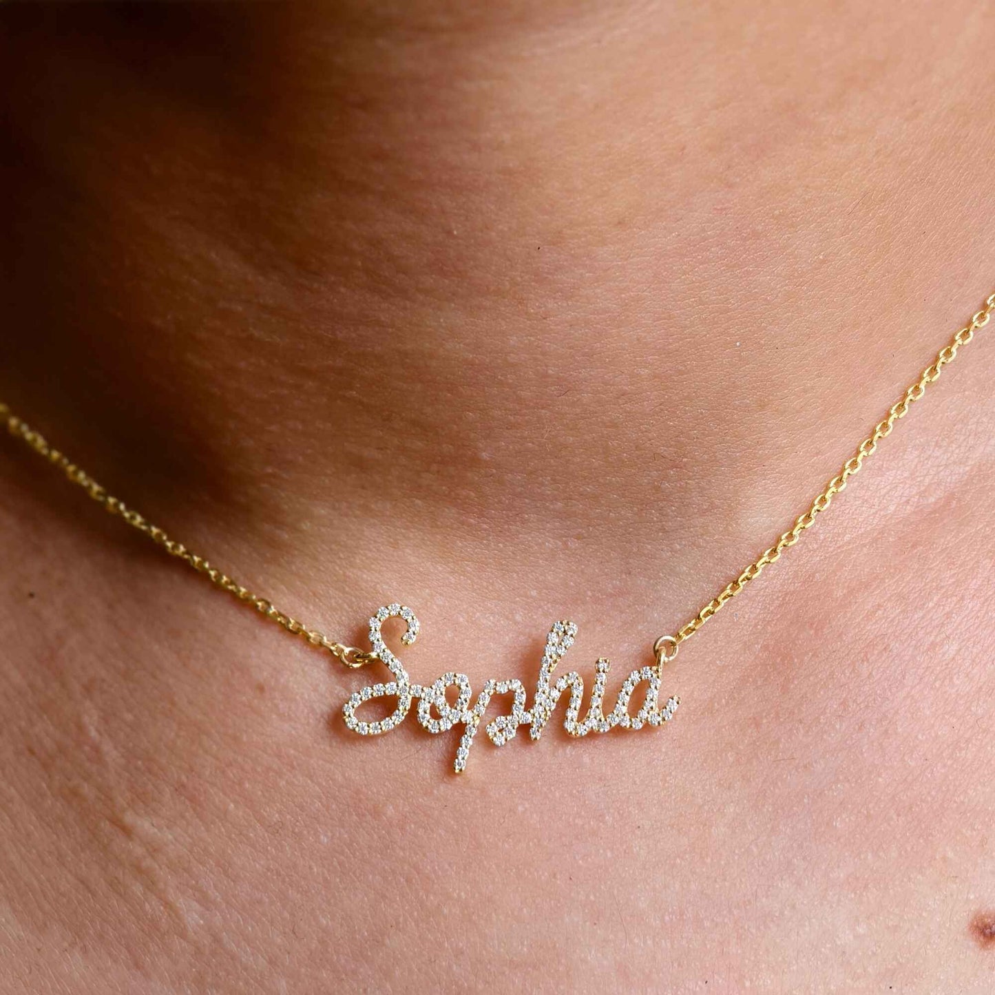 Diamond Name 14k Personalized Diamond Name Necklace, Diamond Letter Necklace