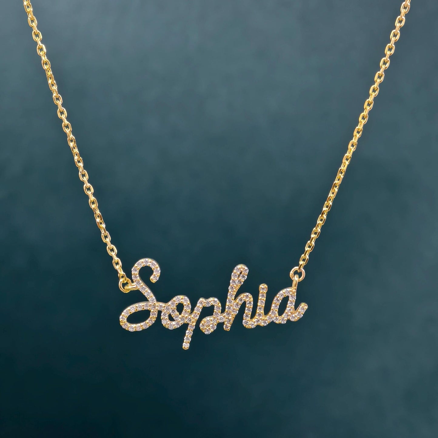 Diamond Name 14k Personalized Diamond Name Necklace, Diamond Letter Necklace