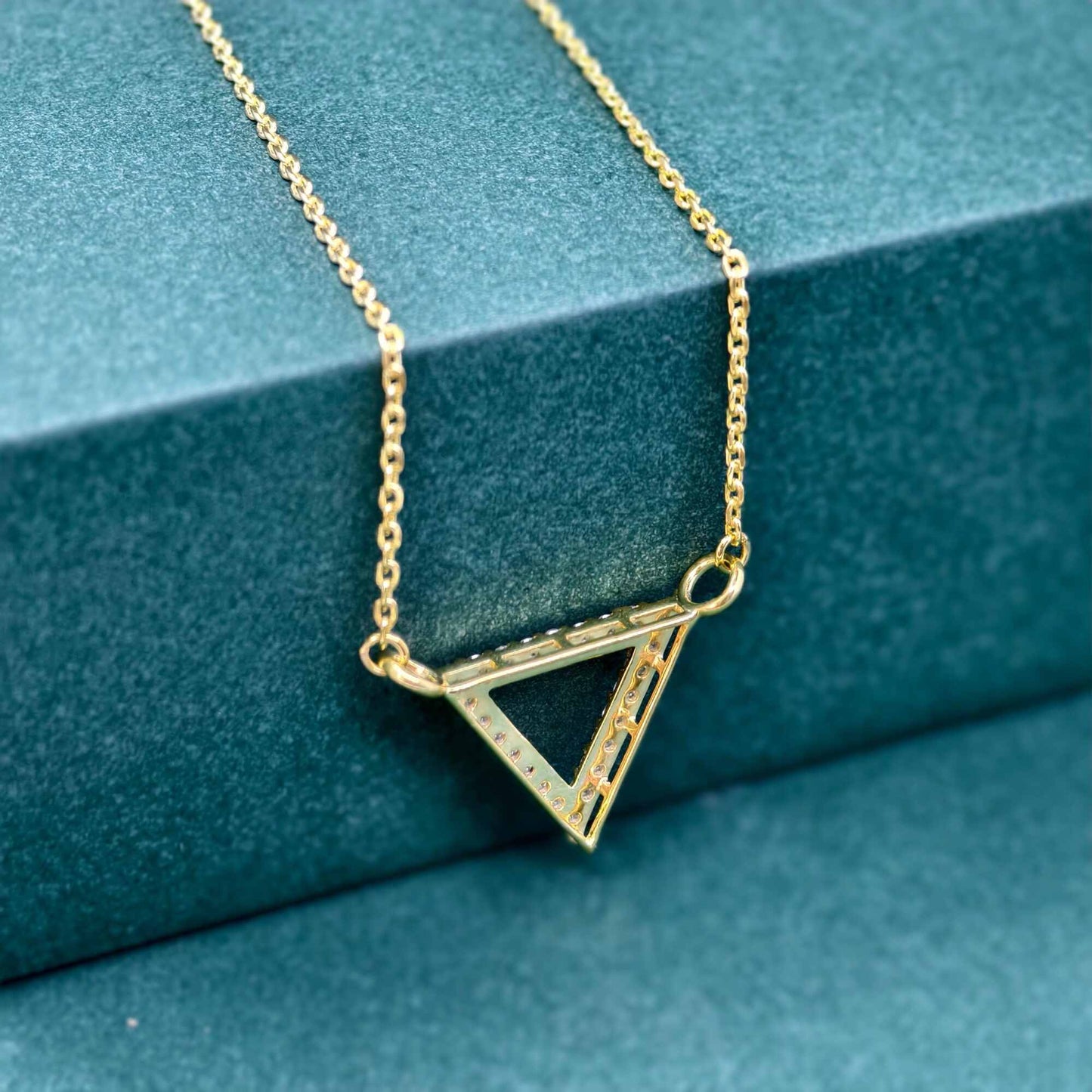 Diamond Triangle 14K Gold Triangle Moissanite Pendant Geometric Necklace