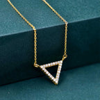 Diamond Triangle 14K Gold Triangle Pendant Geometric Necklace - JBR Jeweler