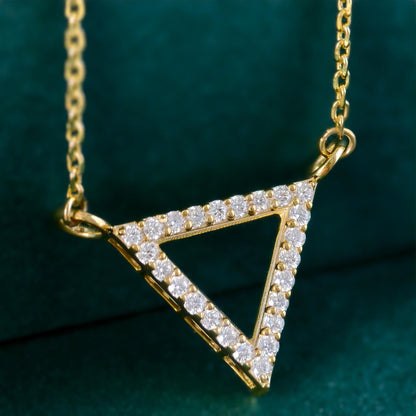 Diamond Triangle 14K Gold Triangle Moissanite Pendant Geometric Necklace