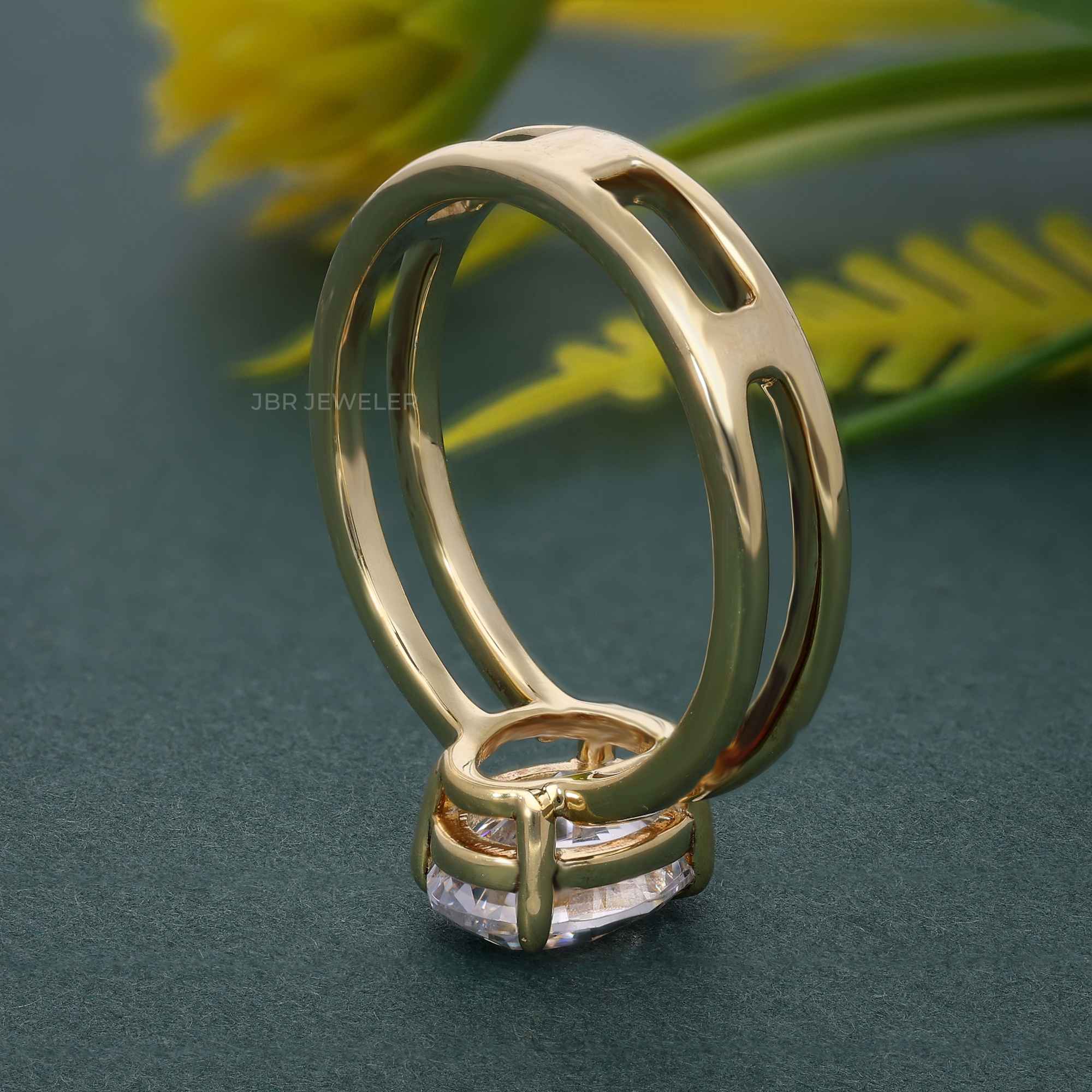 Double Band Oval Lab Grown Diamond Engagement Ring - JBR Jeweler