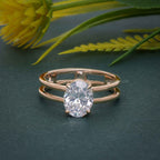 Double Band Oval Moissanite Diamond Solitaire Ring - JBR Jeweler