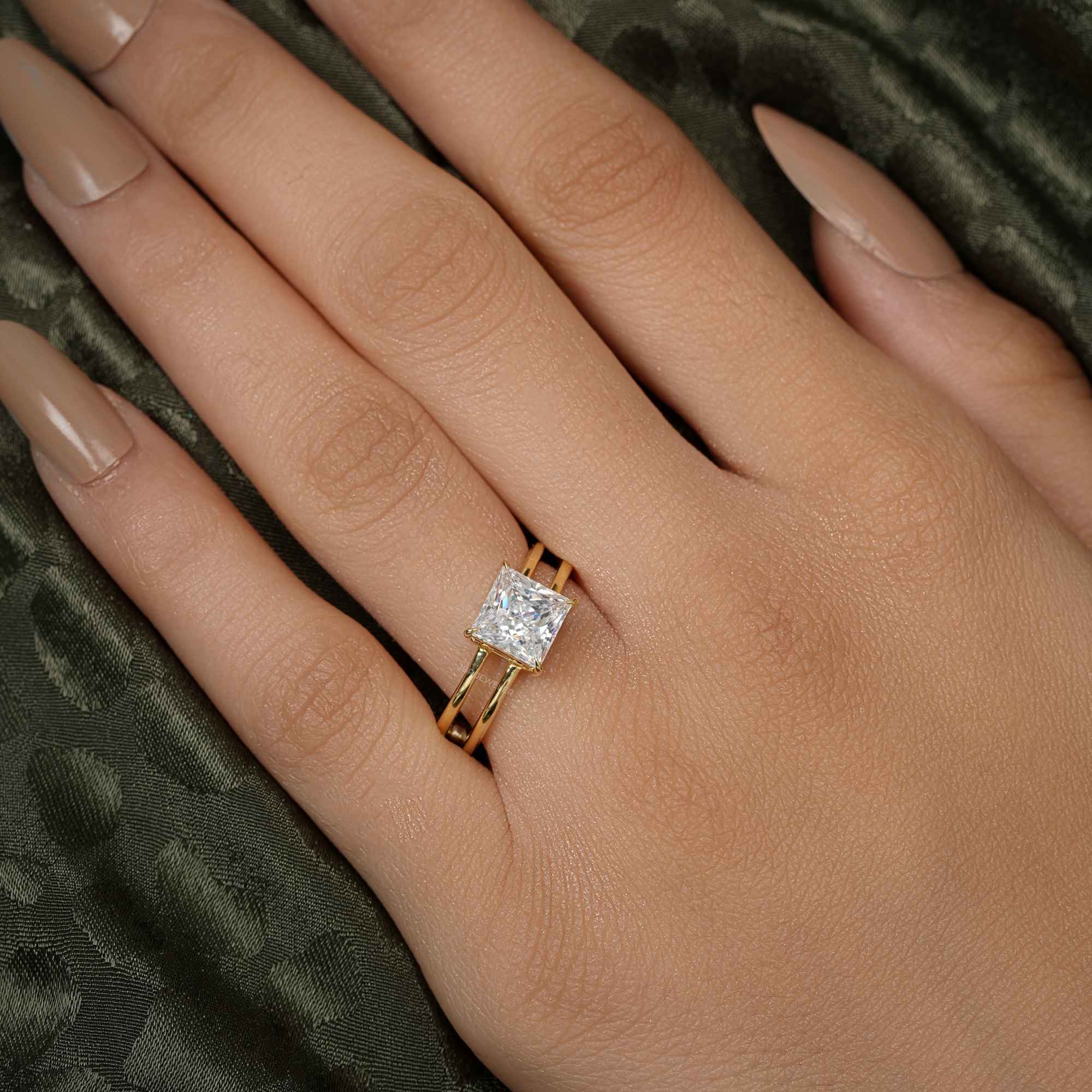 Double Band Princess Lab Grown Diamond Engagement Ring - JBR Jeweler