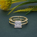 Double Band Princess Moissanite Diamond Solitaire Ring - JBR Jeweler