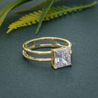 Double Band Princess Moissanite Diamond Solitaire Ring - JBR Jeweler