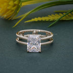 Double Band Radiant Lab Grown Diamond Engagement Ring - JBR Jeweler