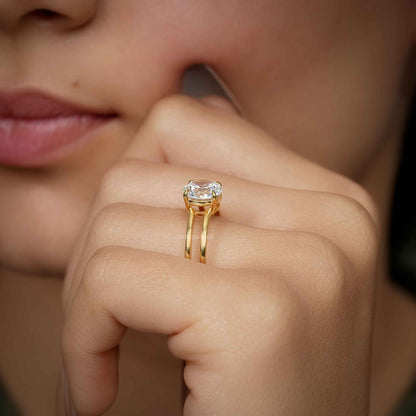 Bague de fiançailles ronde à double bande avec diamants cultivés en laboratoire