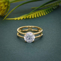 Double Band Round Lab Grown Diamond Engagement Ring