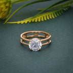Double Band Round Moissanite Diamond Solitaire Ring - JBR Jeweler