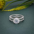 Double Band Round Moissanite Diamond Solitaire Ring - JBR Jeweler