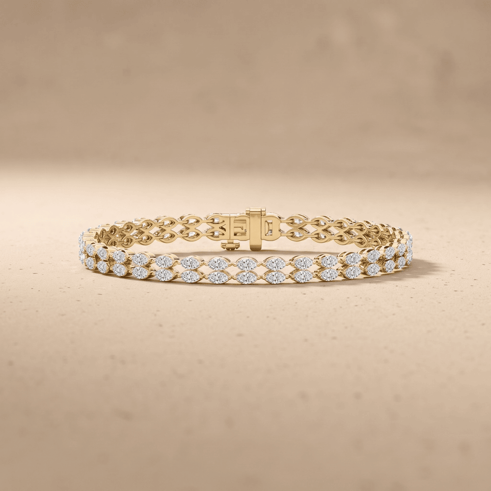 Double Row Diamond Bracelet  Woven Yellow Gold Bracelet
