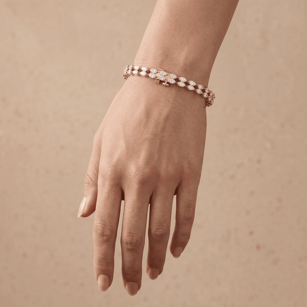 Double Row Diamond Bracelet  Woven Yellow Gold Bracelet