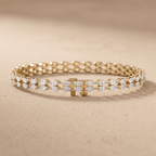 Double Row Diamond Bracelet  Woven Yellow Gold Bracelet