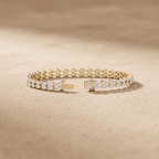Double Row Diamond Bracelet  Woven Yellow Gold Bracelet