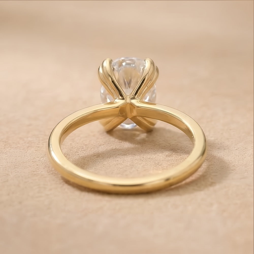 Oval solitaire ring top angle view