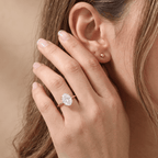 Moissanite bridal ring lifestyle proposal shot