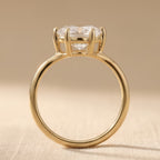 East-West Pear Moissanite Engagement Ring - 14K Curved Band