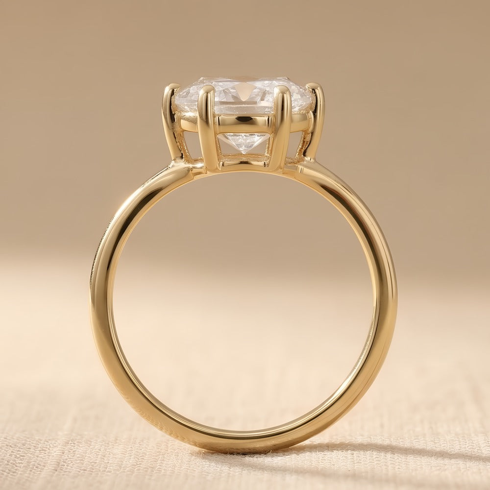 East-West Pear Moissanite Engagement Ring - 14K Curved Band