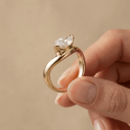 Unique marquise lab diamond ring with curved gold band