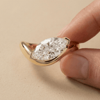 18KT gold east west marquise diamond engagement ring