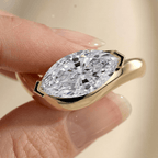 Minimalist 18KT gold lab diamond solitaire wedding ring
