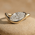 East west marquise lab grown diamond solitaire ring in 18KT gold