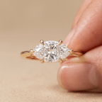East West Marquise Moissanite Bridal Ring - 14K Curved Band