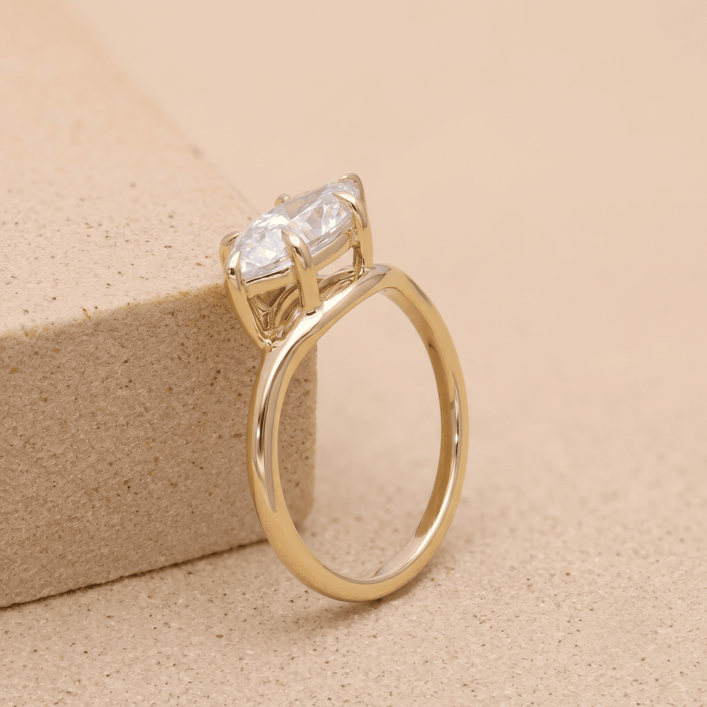 East West marquise moissanite ring side profile