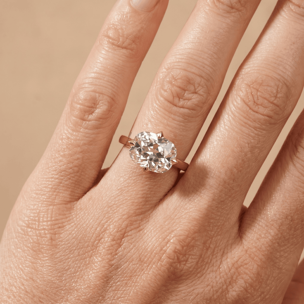 Cushion cut lab diamond gold ring